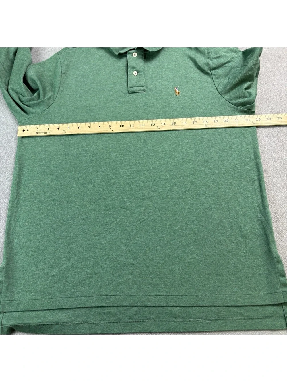 Polo Ralph Lauren Pima Soft Touch Long Sleeve Polo Shirt Large Green Flesh Pony